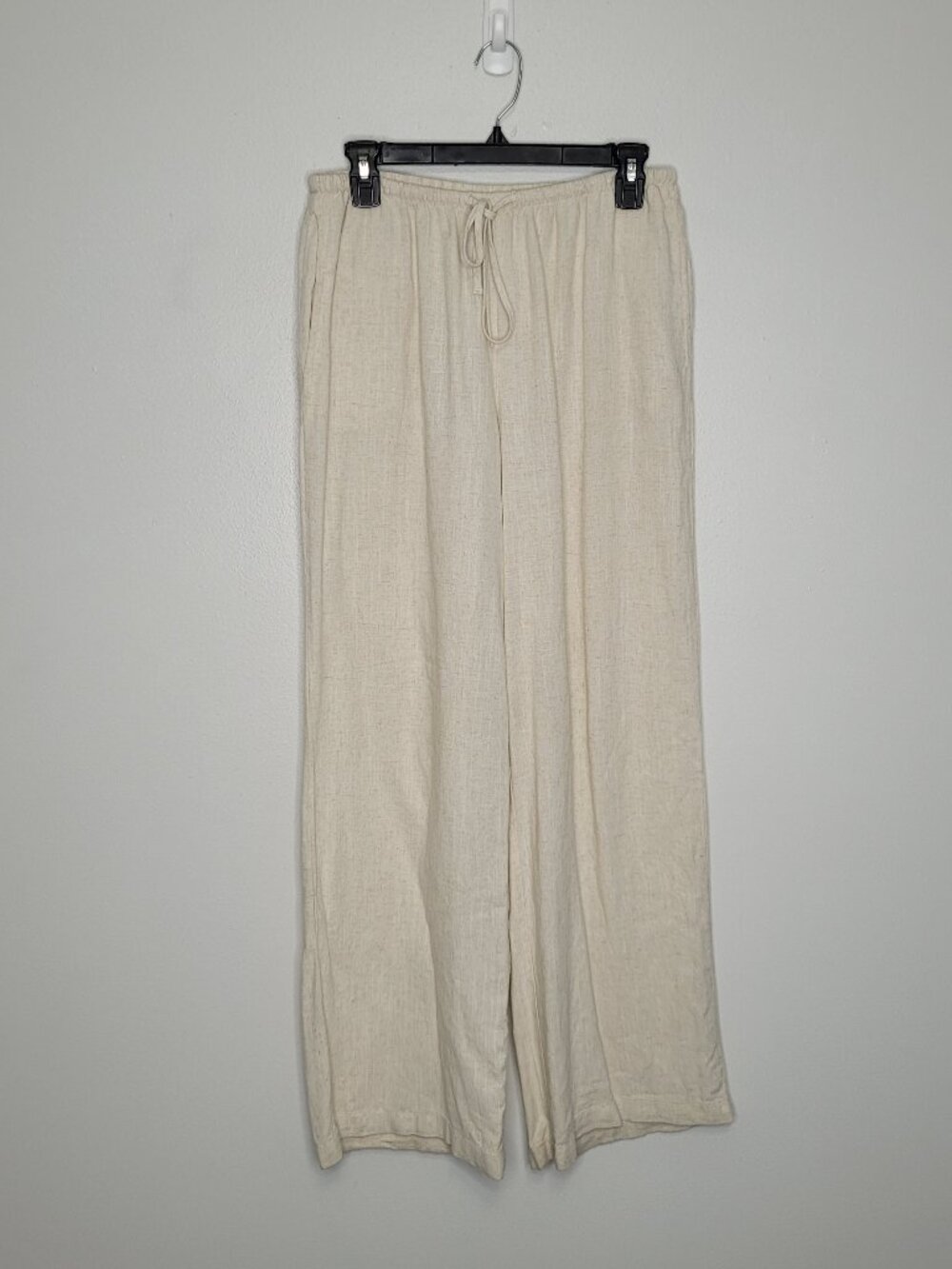 Song of Style tan linen cotton blend coastal wide leg pull on pants size medium